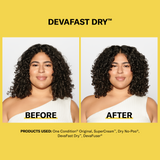 Woman with curly hair before and after